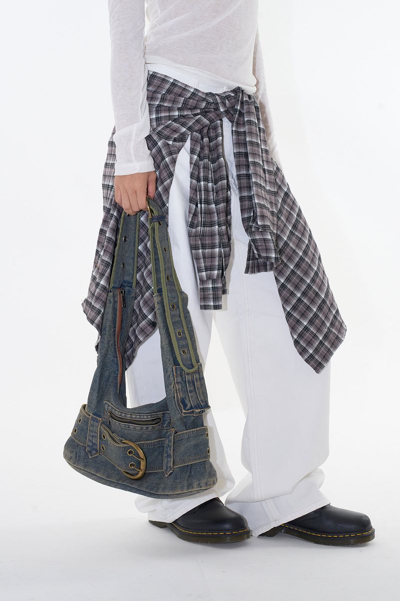 Moss denim belt bag