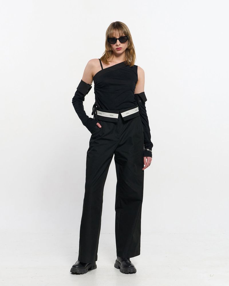KIMZISU（キムジス）の「 Fold Over Wide Slacks _ BLACK（Pants）」