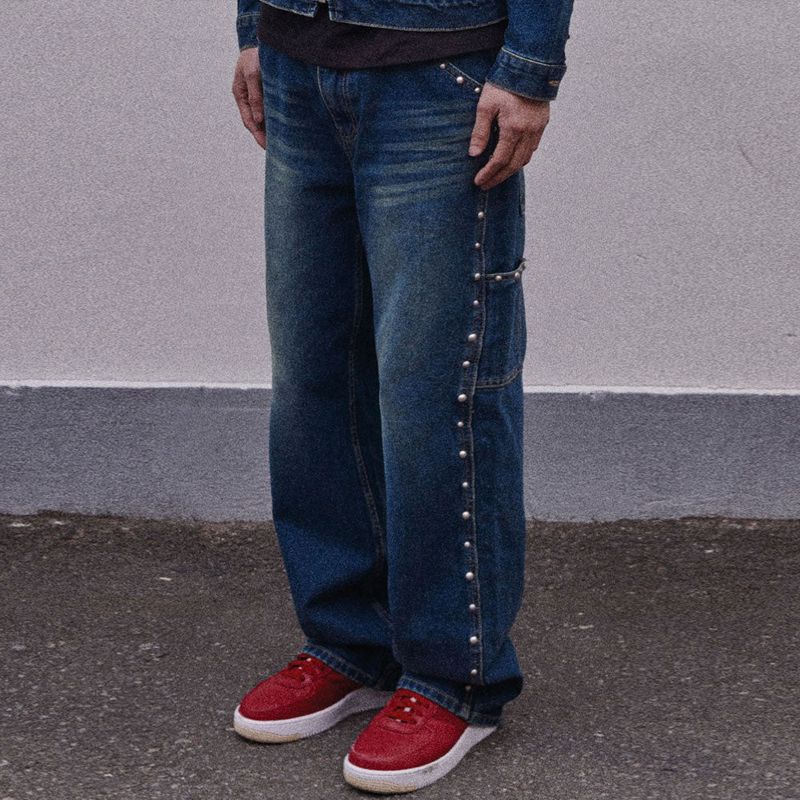 sookim(スキム)の「STUD STRAIGHT FIT CARPENTER DENIM PANTS_BLUE(Pants)」