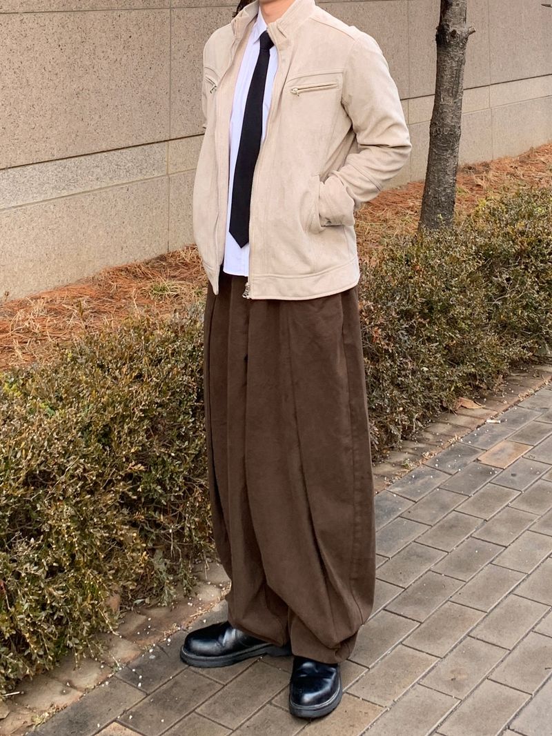 Wide Curved Cotton Pants