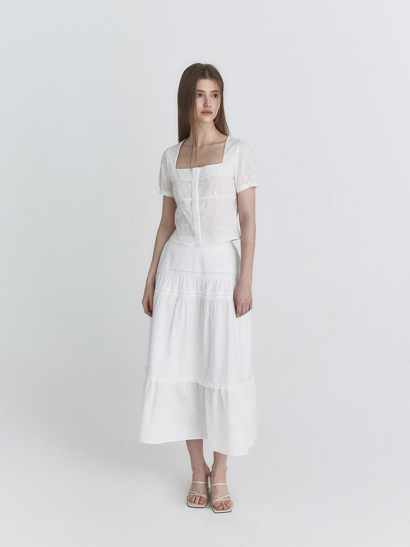 Floral square blouse (Ivory)