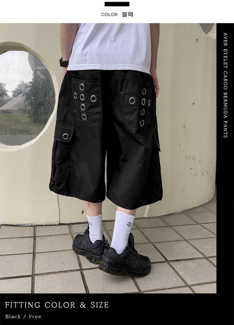 Aver Eyelet Cargo Bermuda Pants