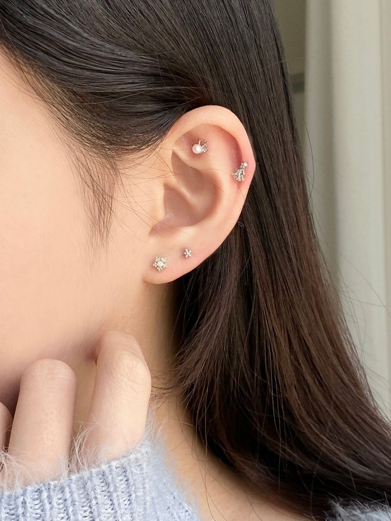 [5 set] white winter piercing set