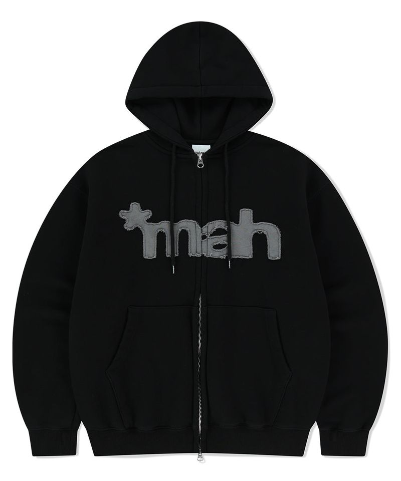 mahagrid（マハグリッド）の「mah カットオフアップリケジップアップフーディ（トップス）」