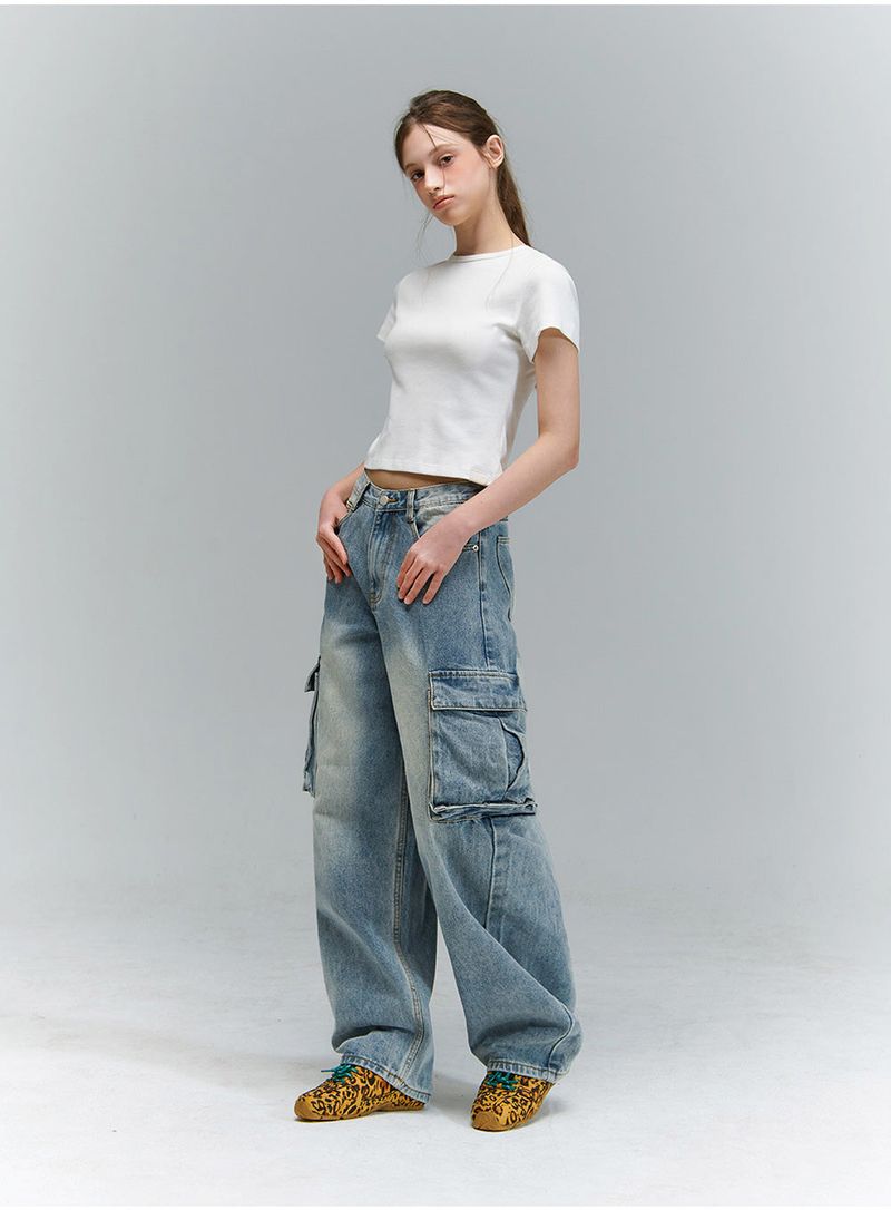 BTB : BLANK POCKET CARGO JEANS [BLUE CORE]