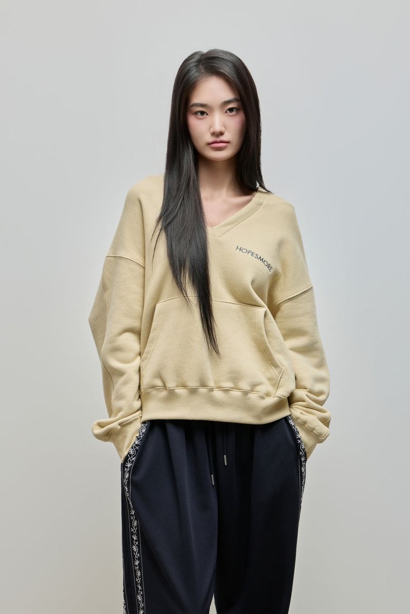 V-neck Logo Hoodie_Yellow