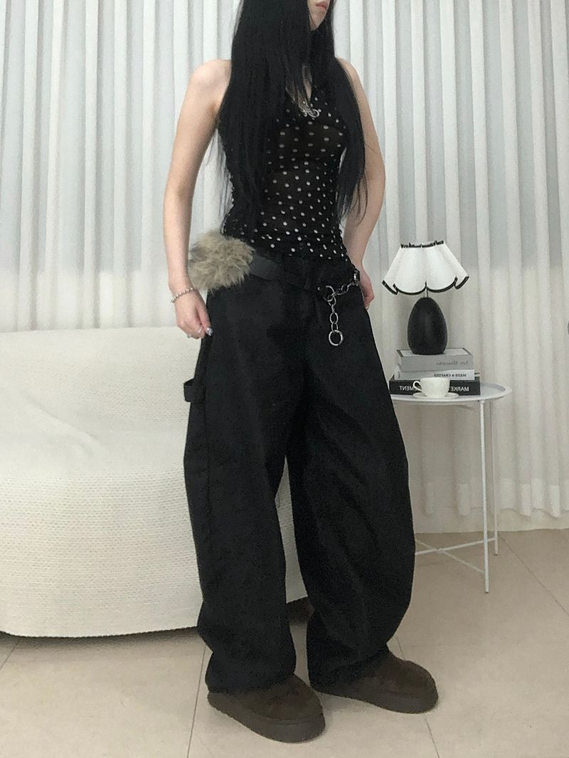 Stud Cross Wide Denim Pants