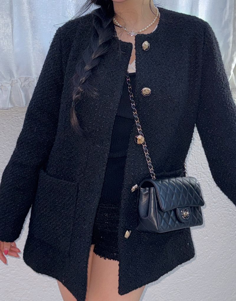 Tweed Wool Belt Jacket
