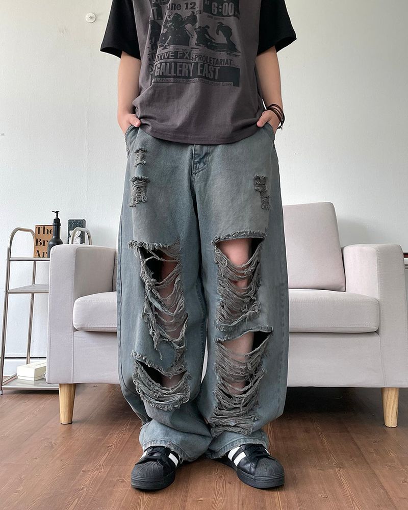 Damage Washing Denim Pants