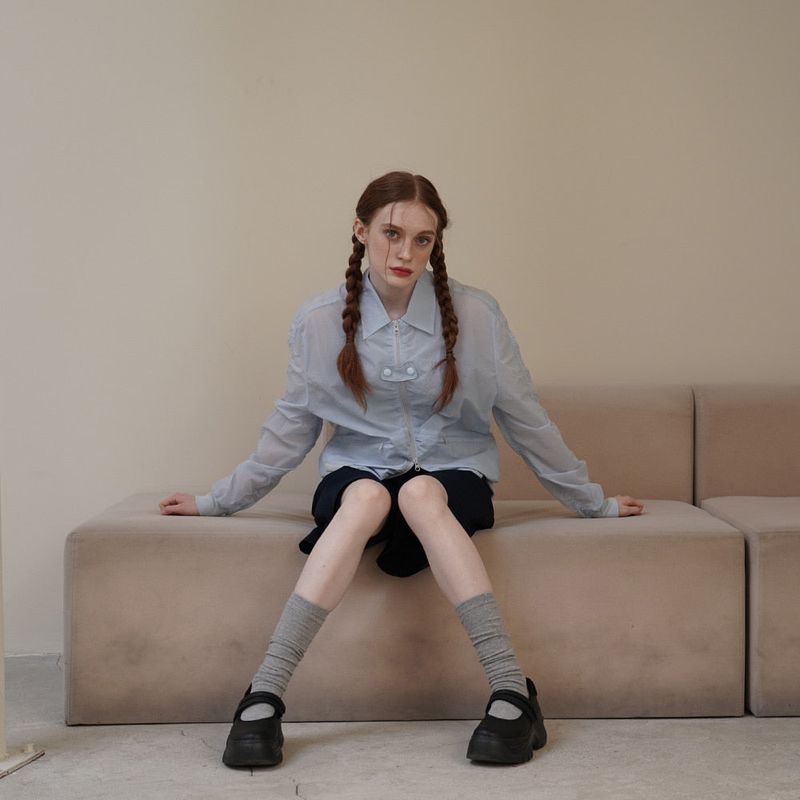 Blue Nylon Shrring Jacket