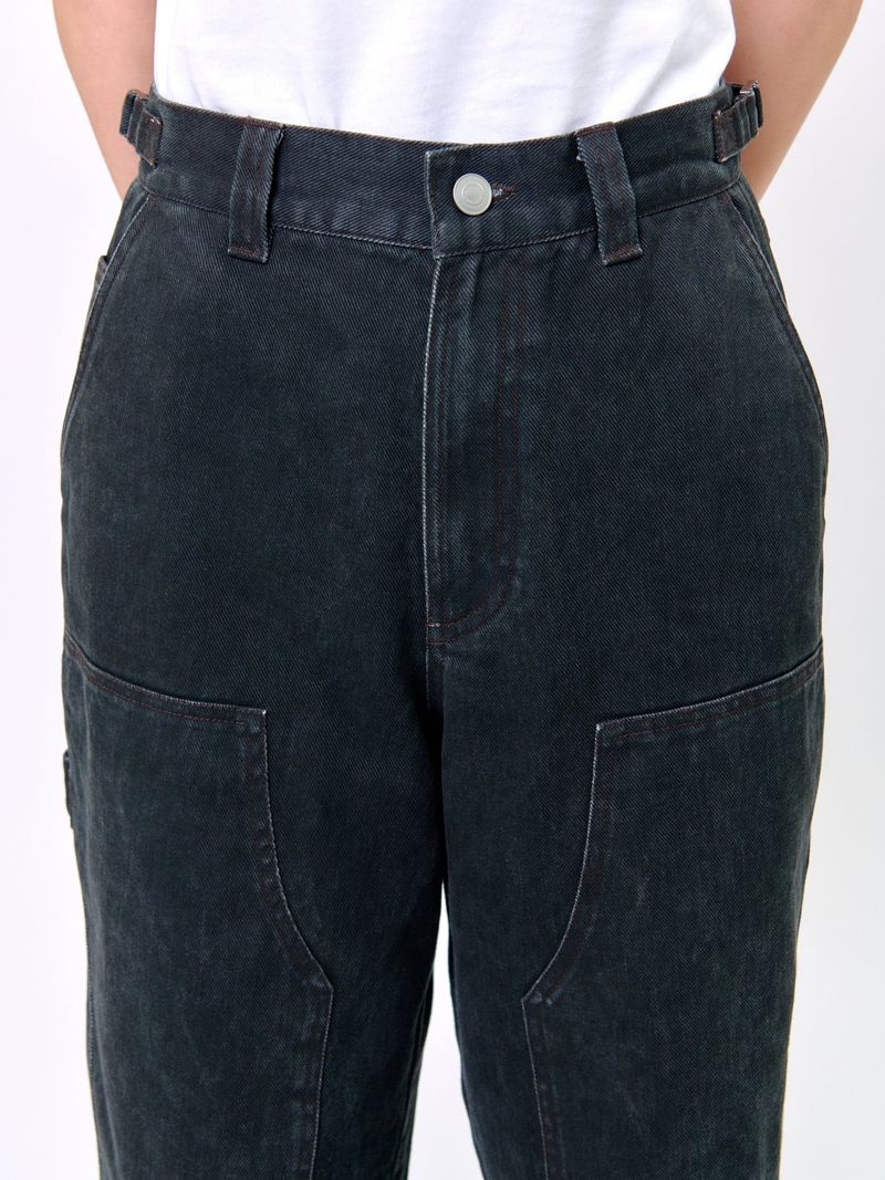 WASHED STITCH CARPENTER PANTS_Black