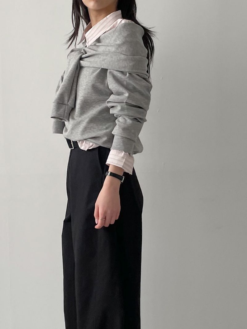 Picnic Off-Shoulder Layered Sweatshirt
