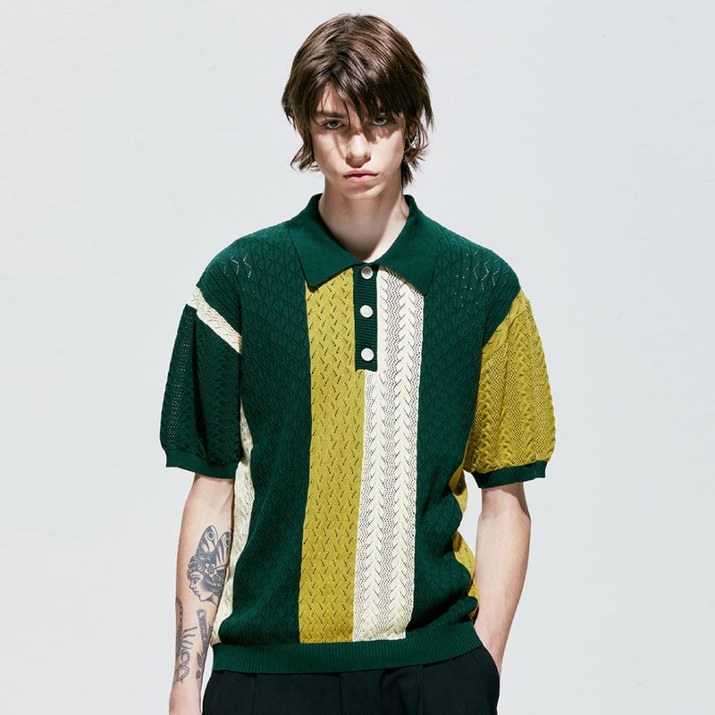 S SY（エスエスワイ）の「flower garden 3 pattern half knit pique green（Tops）」
