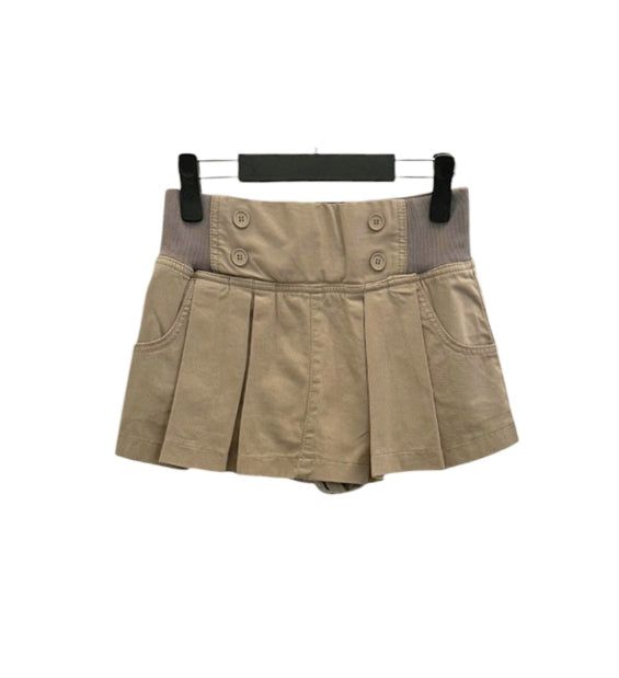 Bowty Pleated Button Skirt Pants