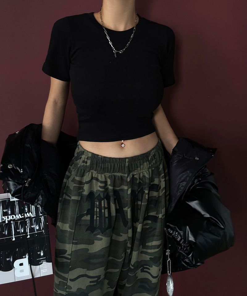 Warm Napping Cropped Short-Sleeved T-Shirt