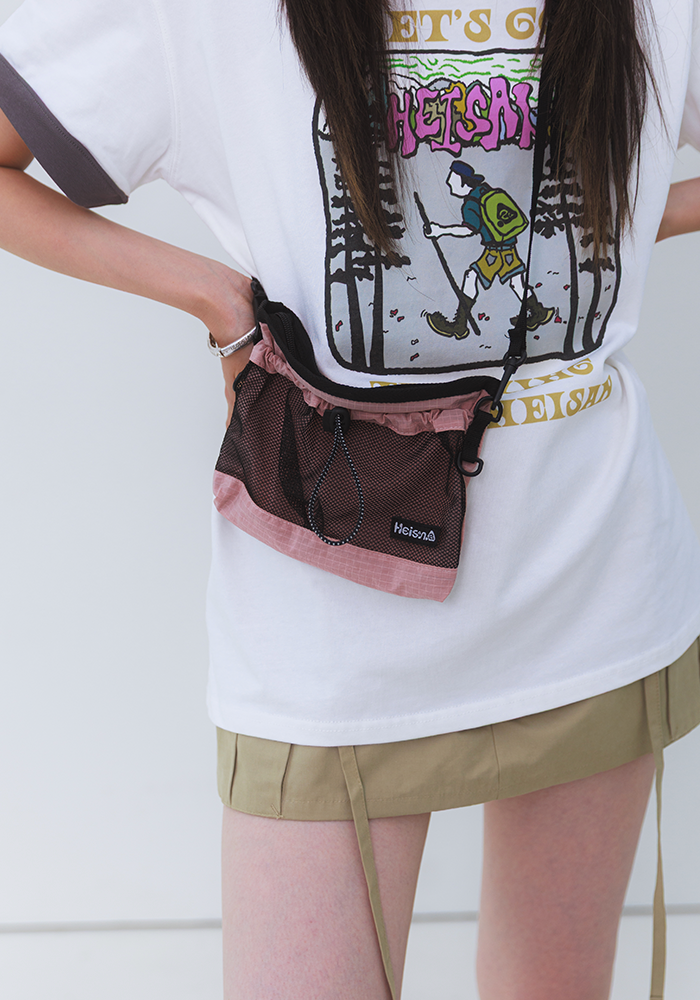 Heisan（ハイサン）の「Mesh Pocket Sacoche Nylon Dustypink（Bags）」
