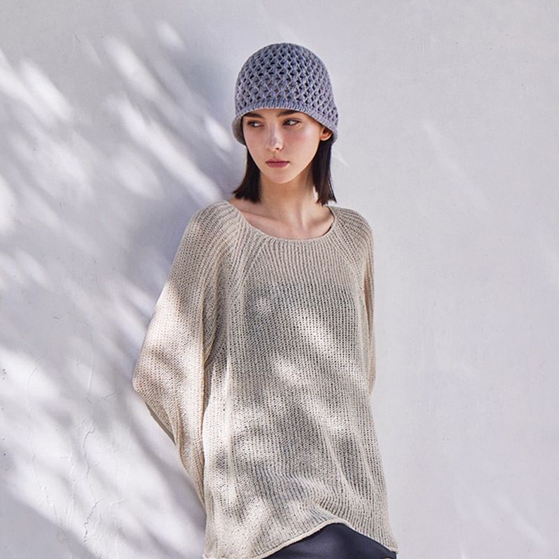 VZ Long Label Punching Knit Bucket Hat / Gray