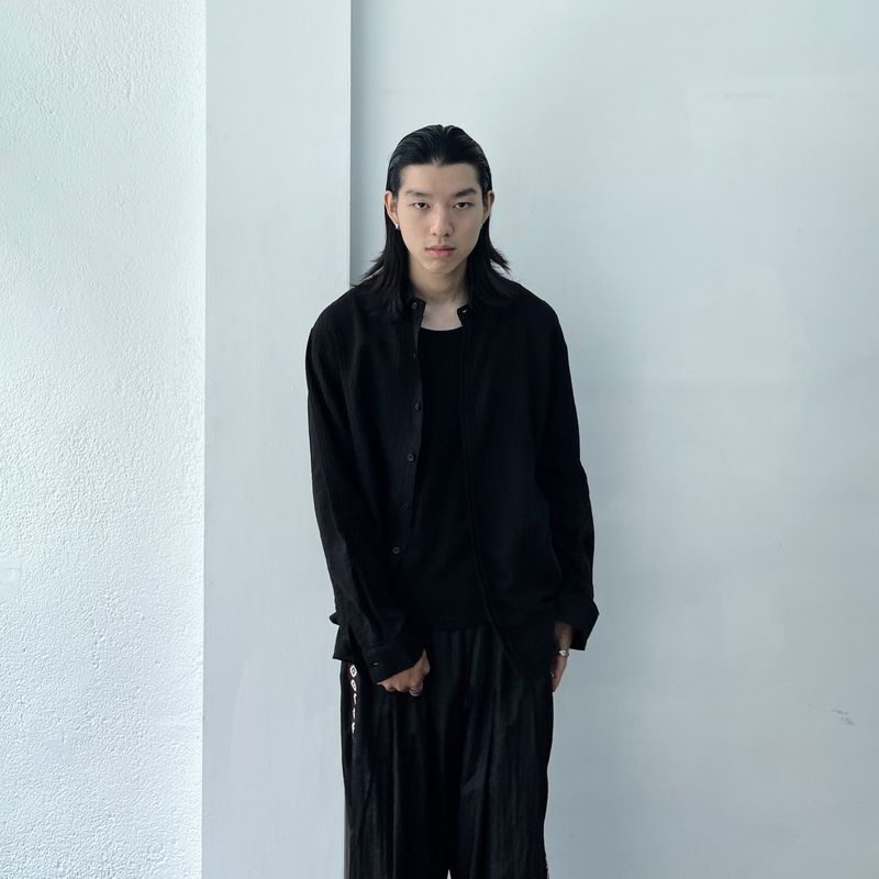 Deep Black Vertical Texture Shirt