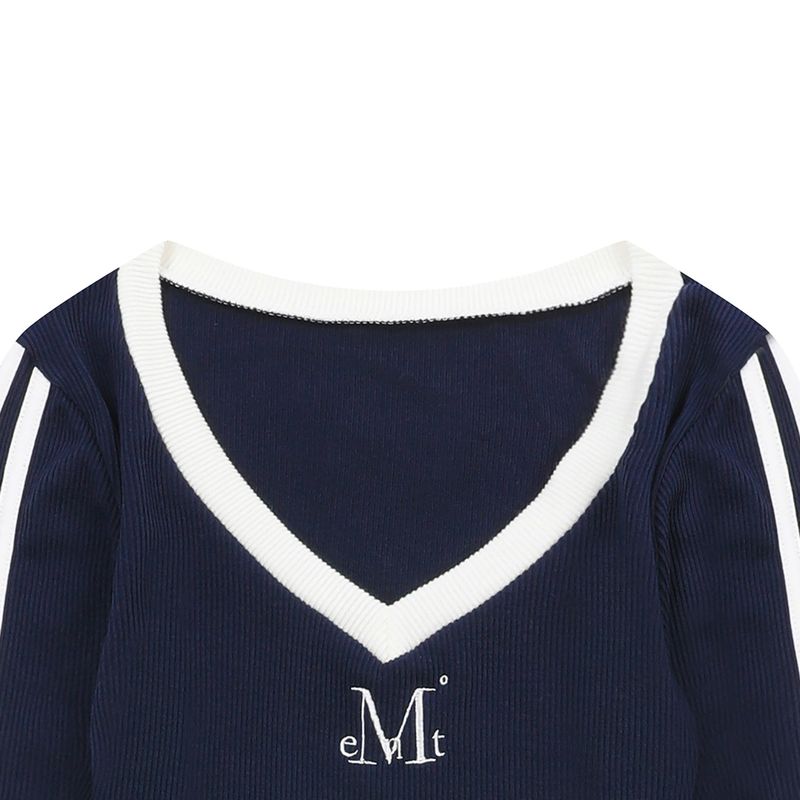 BINDING TRACK LINE V-NECK T (3color)