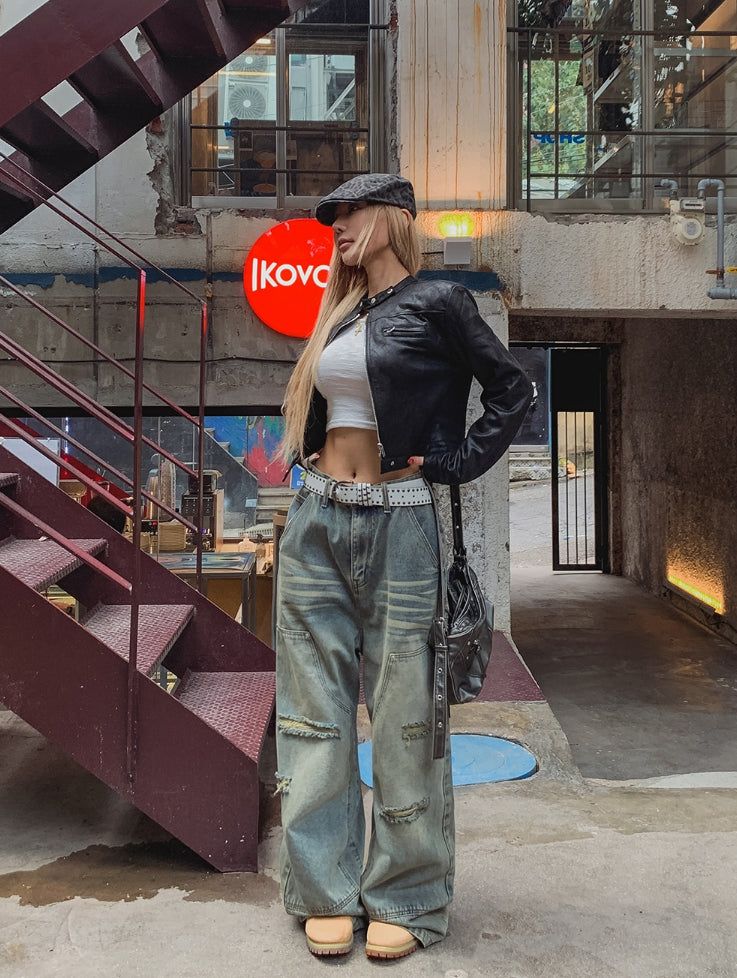 Saika Suede Cropped Rider Jacket