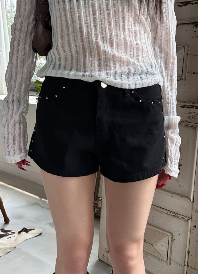 Stud cotton short pants(2color)