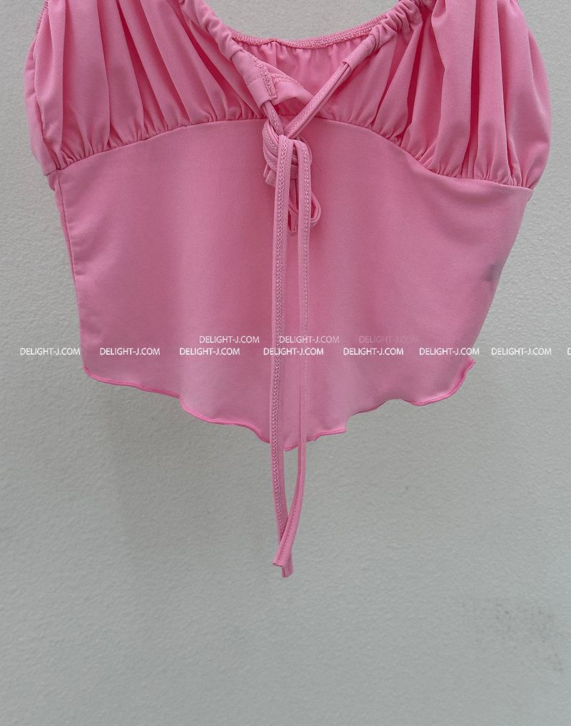 Boleum shirring bustier cropped sleeveless