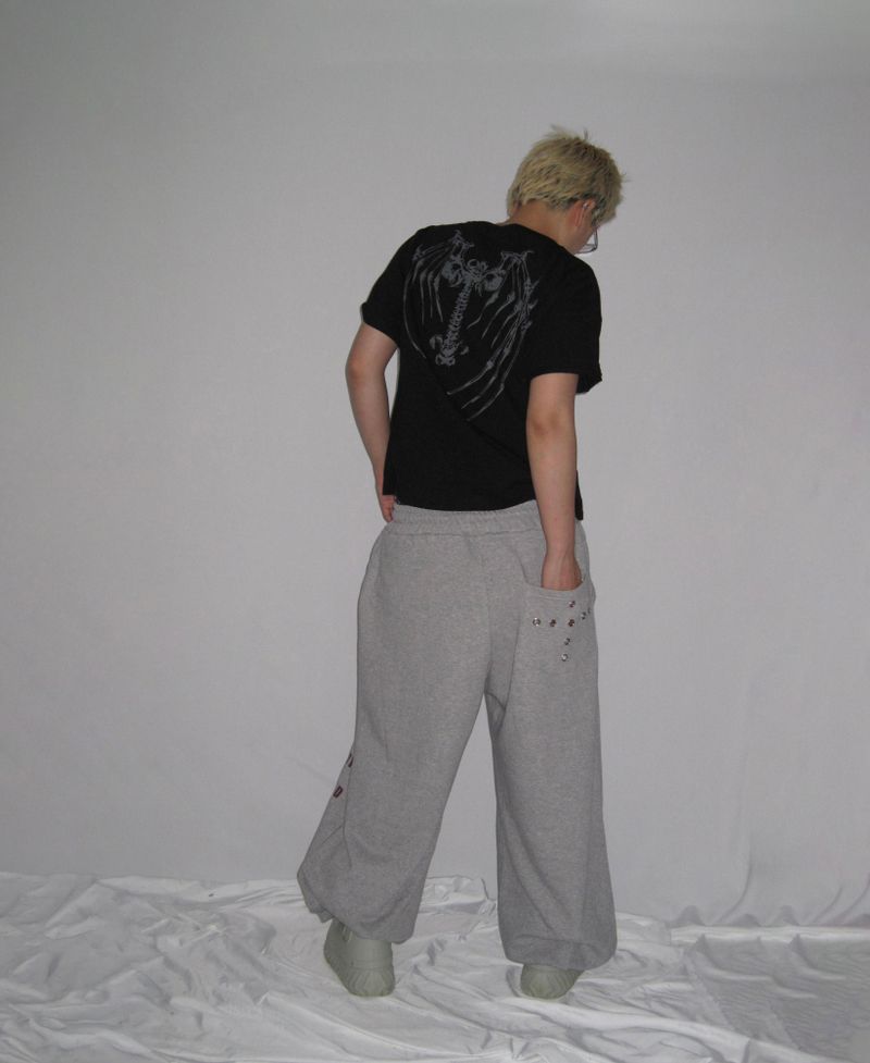 Lettering Eyelet Sweatpants(3c)