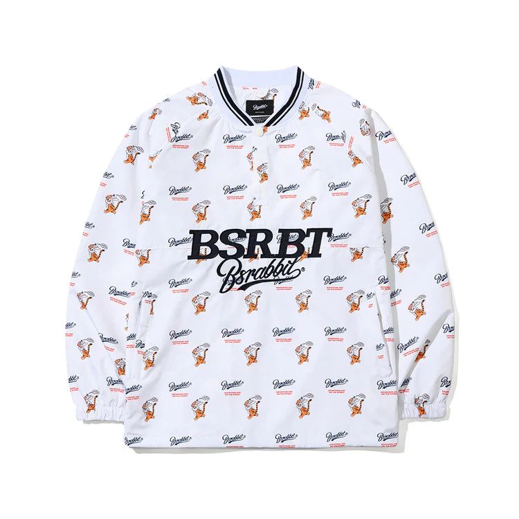 BSRBT SPORTY PULLOVER SNAP JACKET - WHITE/BEIGE
