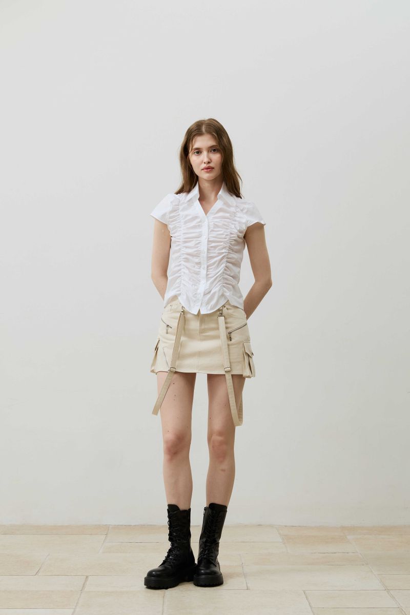 SYLPH SHIRRING SHIRT / WHITE