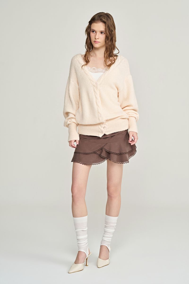 Souffle deep v-neck cardigan, Pink