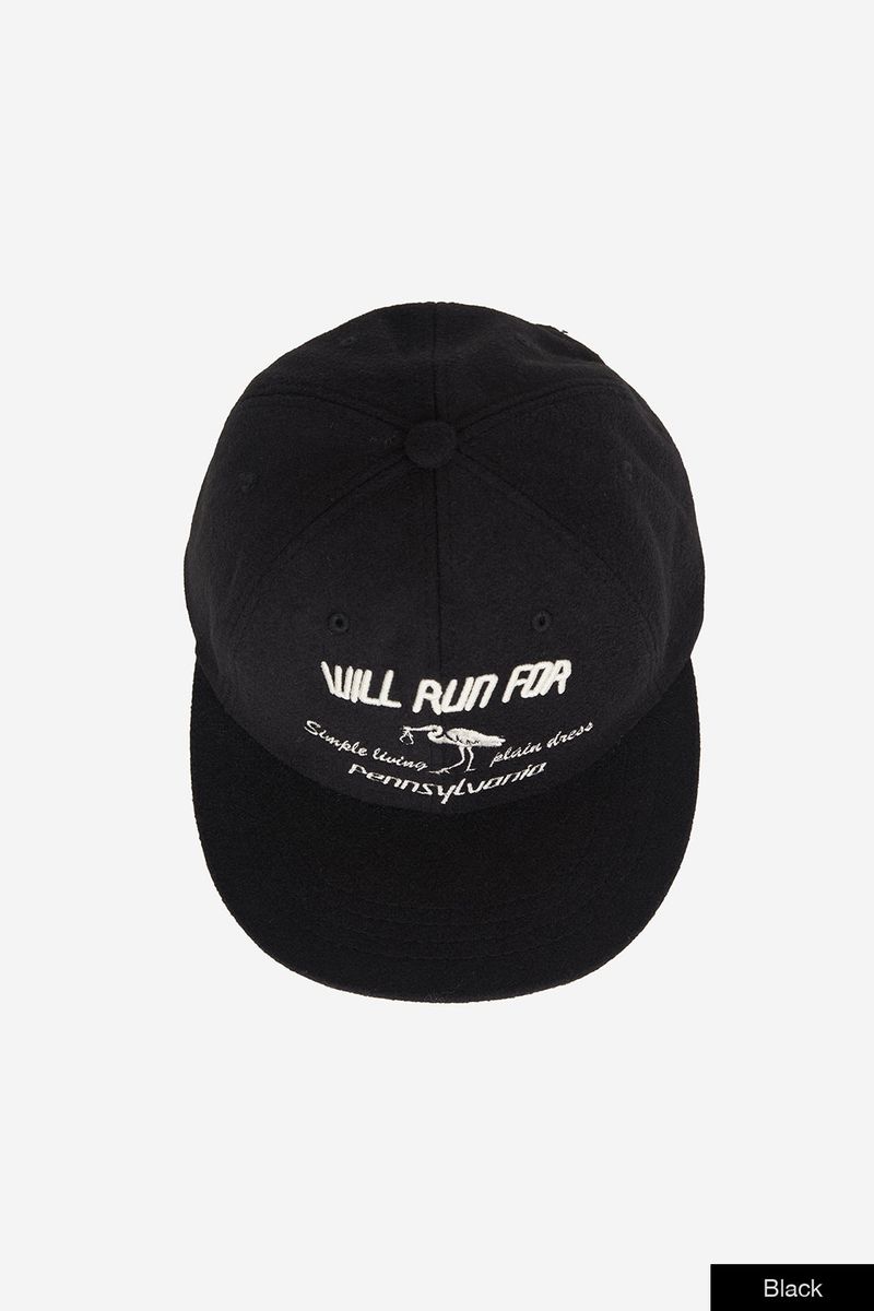 Bird embroidery wool flat cap