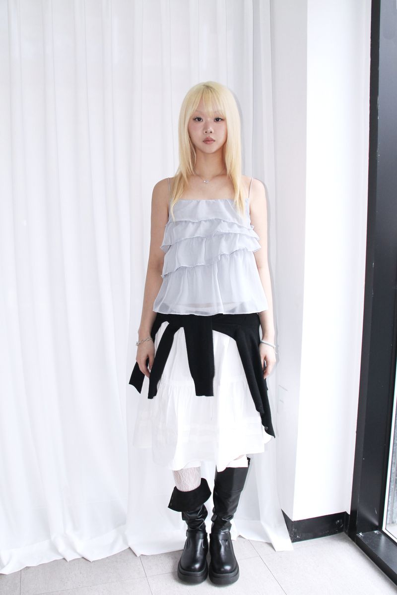 frill chiffon see-through sleeveless (2colors)