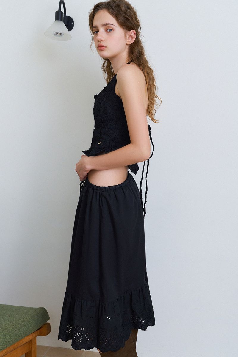 Flower pattern halter top_black
