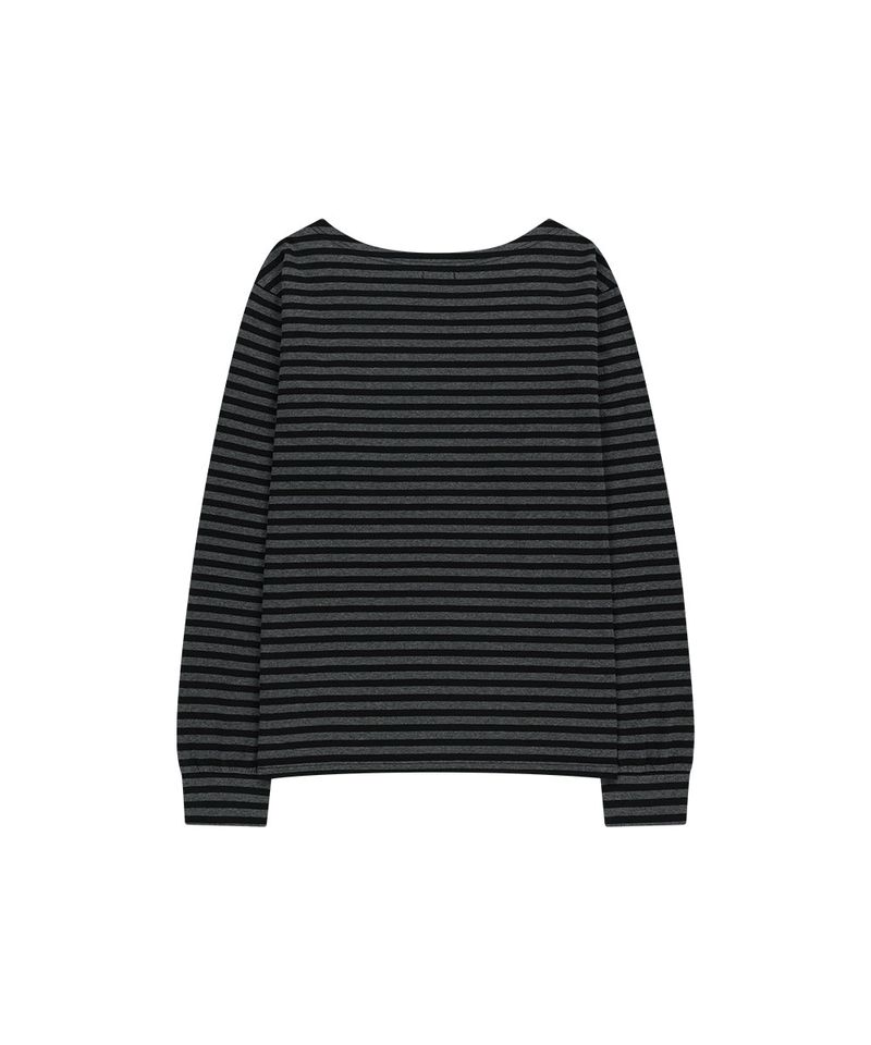 STRIPE PRESENT ONE SHOULDER LS TEE