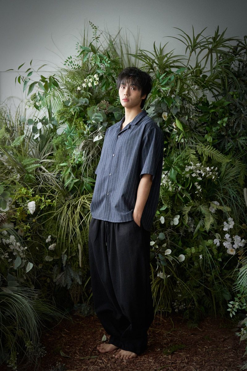STRIPE L-C TAILORED 1/2 SHIRT (Navy)