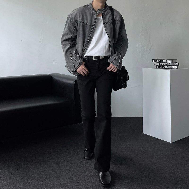 Gray Damage Black Jeans Jacket (D784205639992)