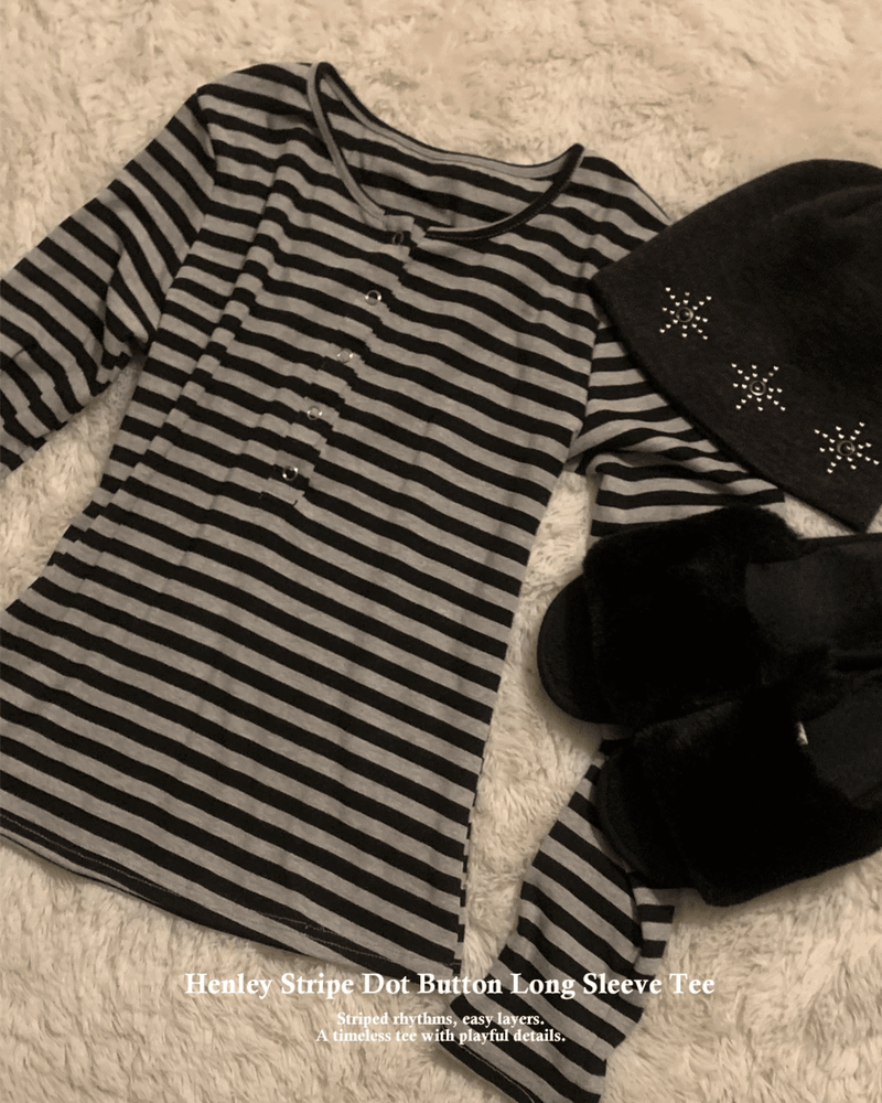 GUSTA（グスタ）の「 Henley Striped Toto Long Sleeve T-Shirt (3 colors)（Tops）」