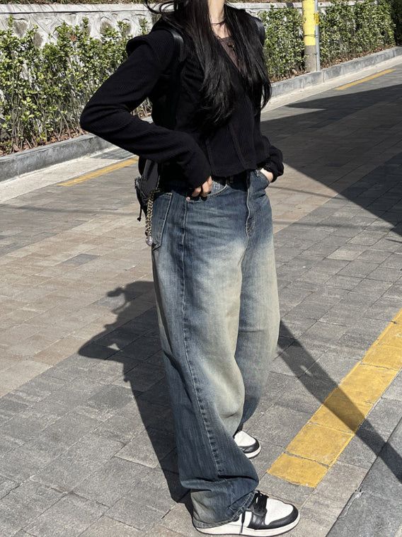 Y2K Vintage Ribbed Hood Zip-Up