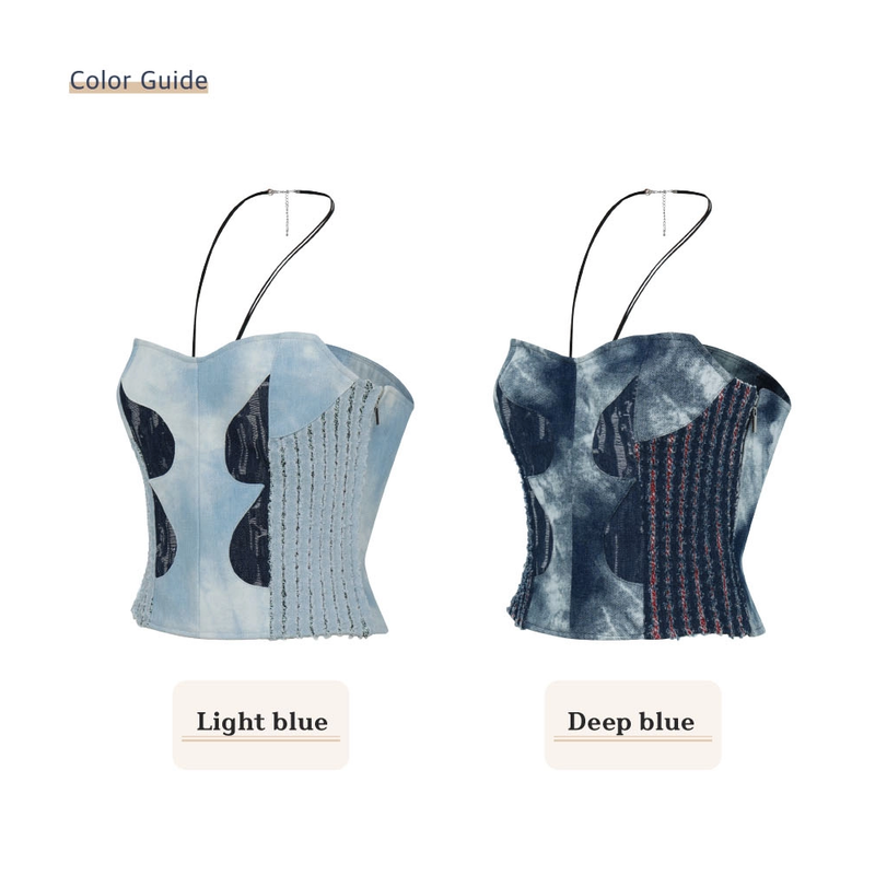 DENIM CORSET TUBE TOP_LIGHT BLUE