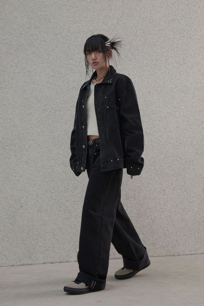 Studded selvage washed denim - Jacket