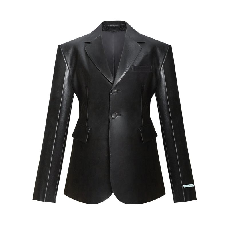 INSTANTFUNK（インスタントファンク）の「Power shoulder faux-leather jacket（Jackets/Outerwear）」