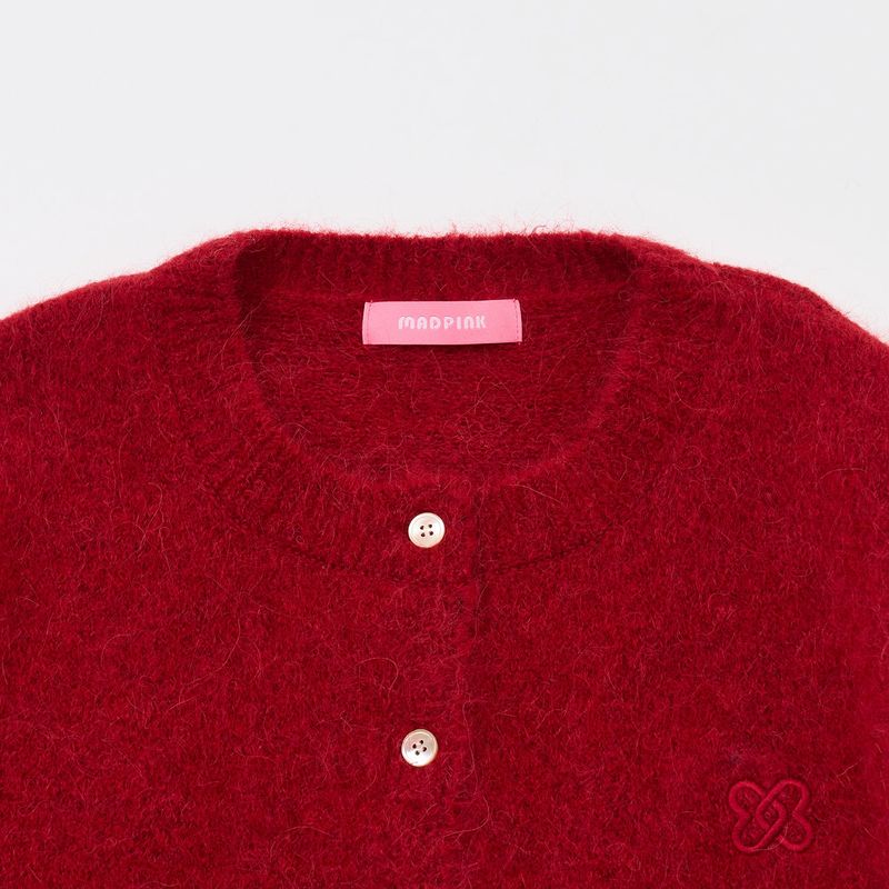 CLASSIC BUTTON CARDIGAN RED