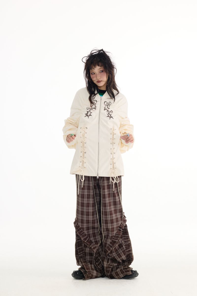Lace plaid pants