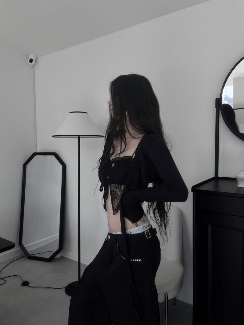 eyelet bolero cardigan