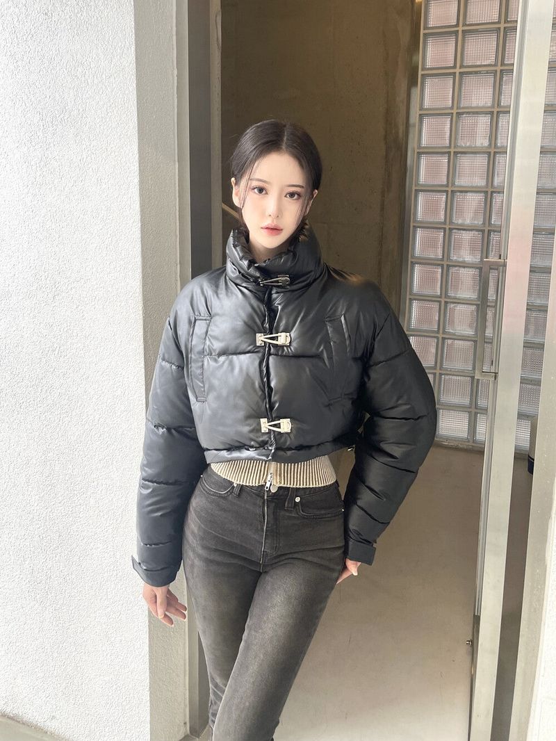 1096. Buckle leather short padding jp (2color)