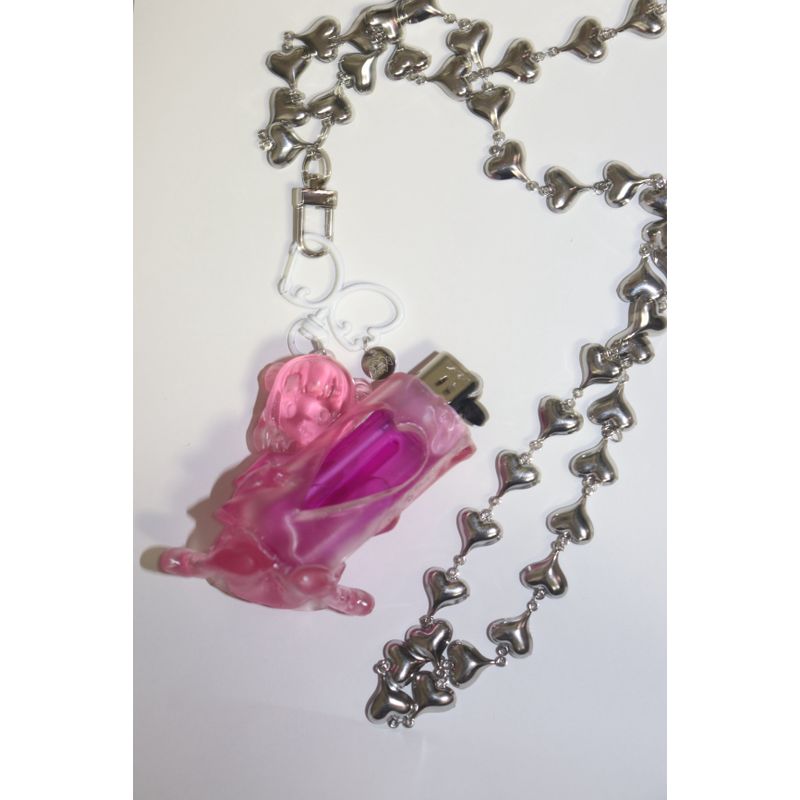[MADE] Brush girl Toothpaste Keyring & Necklace (Clear pink)