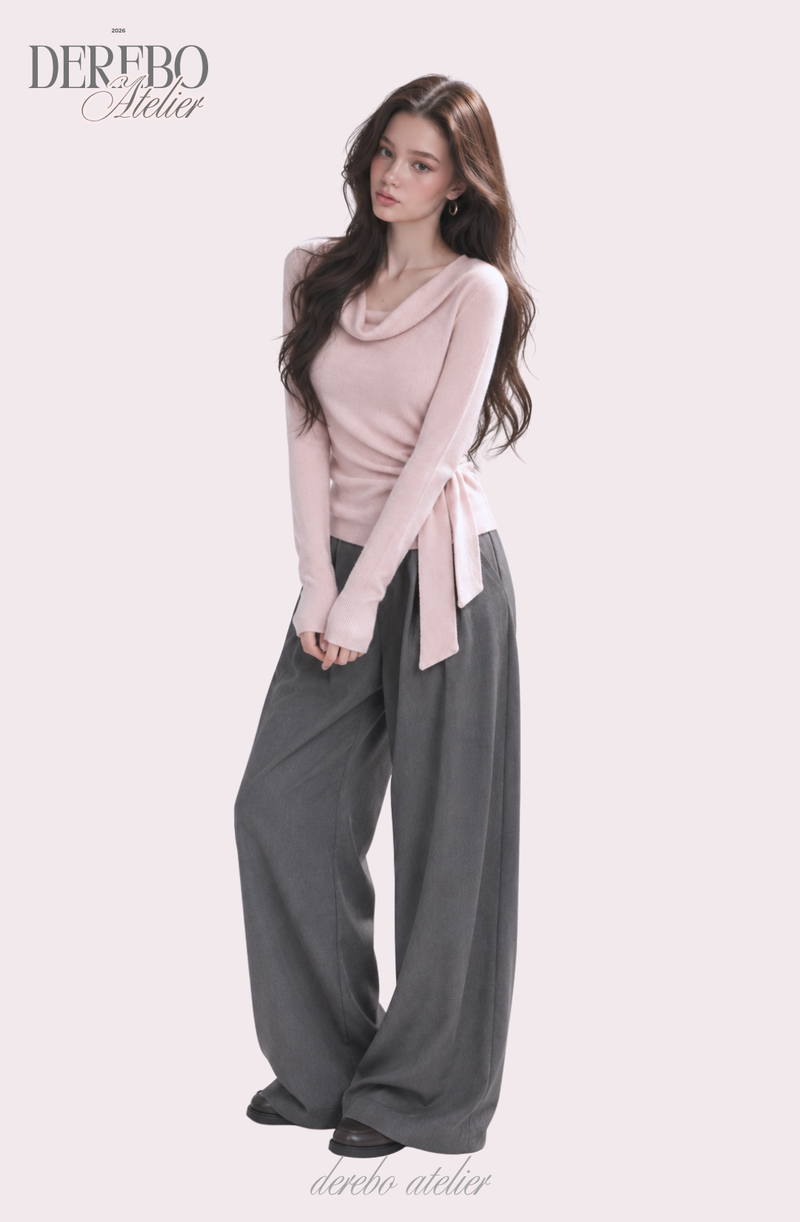 Flow Pink Shirring Wrap Knit Top