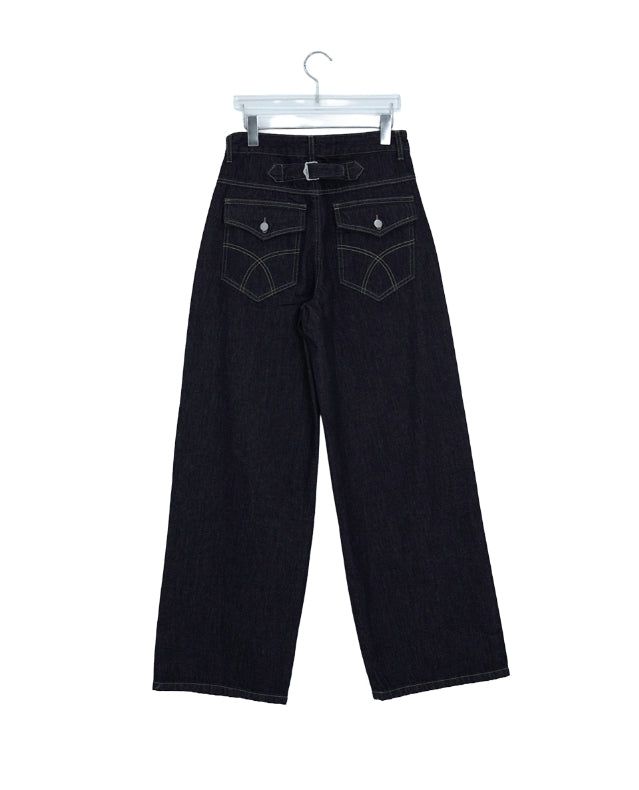 Celes Back Adjust Raw Denim Wide Pants