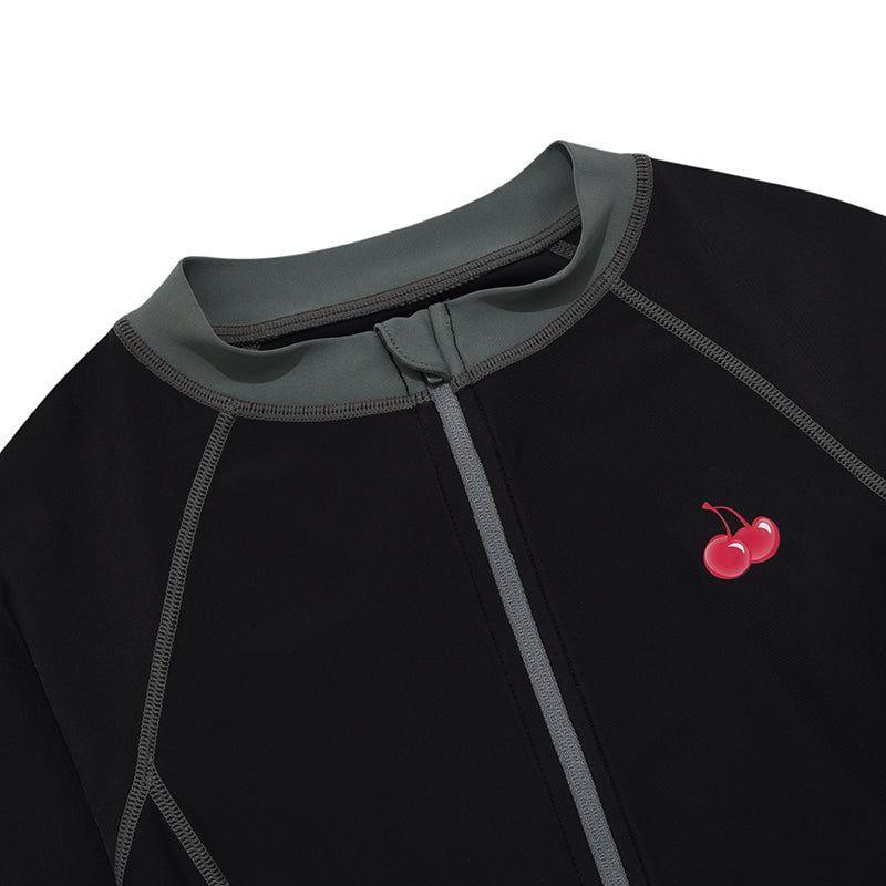 SMALL CHERRY ZIP-UP RASHGUARD [BLACK]
