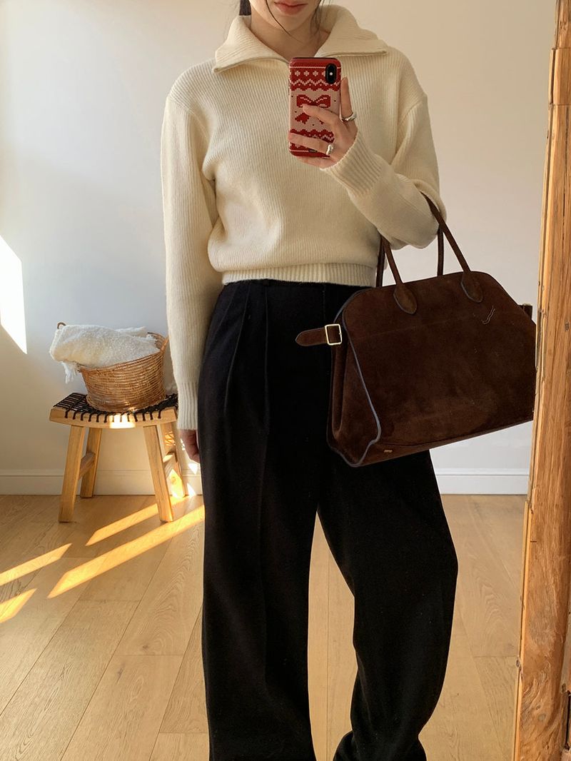 [MADE] [Wool Napping] Winter Warm Pintuck Wide Slacks